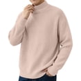 thumbnail image 1 of TKKCS Mens Mock Neck Ribbed Knit Sweater Fall Winter Casual Soft Warm Loose Fit Long Sleeve Pullover Sweaters Pink 4XL, 1 of 6