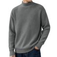 thumbnail image 1 of TKKCS Mens Mock Neck Ribbed Knit Sweater Long Sleeve Fall Winter Casual Loose Fit Soft Warm Pullover Sweaters Dark Gray M, 1 of 6
