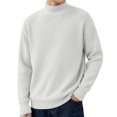 thumbnail image 1 of TKKCS Mens Mock Neck Ribbed Knit Sweater Long Sleeve Loose Fit Soft Warm Fall Winter Casual Pullover Sweaters Gray L, 1 of 5