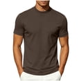 thumbnail image 1 of TKKCS Mens Mock Neck Short Sleeve T-Shirt- Stretch Summer Casual Slim Fit Lightweight Daily Wear Basic Tee Brown Size M, 1 of 7