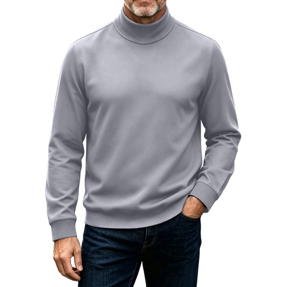 TKKCS Mens Mock Neck Sweatshirt Loungewear Pullover Regular Fit Long Sleeve Casual Tops Gray M