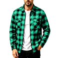thumbnail image 1 of TKKCS Mens Plaid Flannel Shirt Jacket Full Zip Long Sleeve Turndown Collar Regular Fit Casual Shacket with Chest Pockets Green M, 1 of 6
