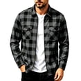 thumbnail image 1 of TKKCS Mens Plaid Flannel Shirt Jacket Turndown Collar Regular Fit Full Zip Long Sleeve Casual Shacket with Chest Pockets Dark Gray S, 1 of 6