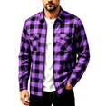 thumbnail image 1 of TKKCS Mens Plaid Flannel Shirt Jacket Turndown Collar Regular Fit Full Zip Long Sleeve Casual Shacket with Chest Pockets Purple 2XL, 1 of 6