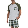 thumbnail image 1 of TKKCS Mens Plaid Pajama Sets- Crew Neck Sleepwear Lightweight Short Sleeve and Shorts Lounge Sets With Pockets Army Green Size XL, 1 of 5