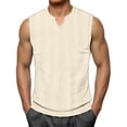 thumbnail image 1 of TKKCS Mens Ribbed Sleeveless Tank Top- Regular Fit Lightweight Notch V-Neck Casual Breathable Muscle Shirts Beige Size 2XL, 1 of 9