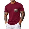 thumbnail image 1 of TKKCS Mens Short Sleeve T-Shirt with Print Pocket- Breathable Lightweight Summer Casual Pullover Crew Neck Tees Red Size 3XL, 1 of 7