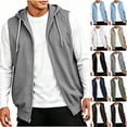 thumbnail image 1 of TKKCS Mens Sleeveless Zip Up Hoodie Jacket- Loose Fit Drawstring Casual Workout Layering Outerwear with Pockets Gray Size XL, 1 of 7