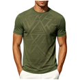 thumbnail image 1 of TKKCS Mens Slim Fit Crew Neck T Shirts- Lightweight Geometric Print Summer Casual Short Sleeve Basic Tees Army Green Size S, 1 of 6