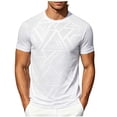 thumbnail image 1 of TKKCS Mens Slim Fit Crew Neck T Shirts- Lightweight Summer Casual Geometric Print Short Sleeve Basic Tees White Size 2XL, 1 of 6