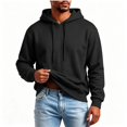 thumbnail image 1 of TKKCS Mens Solid Pullover Hoodie Long Sleeve Casual Drawstring Loose Fit Hooded Sweatshirt Black S, 1 of 6