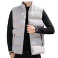 thumbnail image 1 of TKKCS Mens Stand Collar Puffer Vest Jacket- Sleeveless Winter Warm Full Zip Quilted Padded Waistcoat with Zipper Pockets Gray Size L, 1 of 6