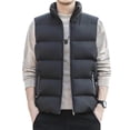 thumbnail image 1 of TKKCS Mens Stand Collar Puffer Vest Jacket- Winter Warm Full Zip Sleeveless Quilted Padded Waistcoat with Zipper Pockets Black Size XL, 1 of 8