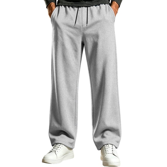 TKKCS Mens Straight Leg Sweatpants- Activewear Open Bottom Loose Fit Elastic Drawstring Waist Joggers with Pockets Gray Size 3XL