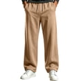 thumbnail image 1 of TKKCS Mens Straight Leg Sweatpants- Elastic Drawstring Waist Activewear Loose Fit Open Bottom Joggers with Pockets Khaki Size XL, 1 of 8