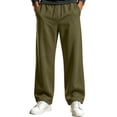 thumbnail image 1 of TKKCS Mens Straight Leg Sweatpants- Elastic Drawstring Waist Loose Fit Activewear Open Bottom Joggers with Pockets Army Green Size S, 1 of 8