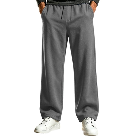 TKKCS Mens Straight Leg Sweatpants- Loose Fit Activewear Elastic Drawstring Waist Open Bottom Joggers with Pockets Dark Gray Size S