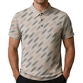 thumbnail image 1 of TKKCS Mens Striped Print Polo Shirt- Lightweight Moisture-Wicking Casual Business Breathable Short Sleeve Polos Beige Size M, 1 of 7