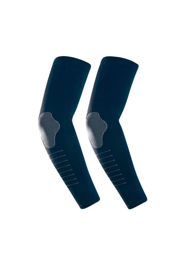 Mens Sun Protection Athletic Arm Sleeves- Elastic Breathable Thickened Anti-Slip Elbow Mesh Cooling Outdoor Sleeves for Gardening Cycling Fishing, 1 Pair Blue Size Free Size