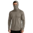 thumbnail image 1 of TKKCS Mens Sun Protection Hoodies With Mask Face- Casual Lightweight Outdoor Hiking Long Sleeve Fishing Shirts With Zipper Pockets Khaki Size XL, 1 of 9