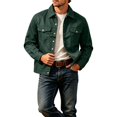 thumbnail image 1 of TKKCS Mens Trucker Jacket Casual Regular Fit Button Down Long Sleeve Outerwear Jackets with Multi Pockets Green M, 1 of 6