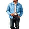 thumbnail image 1 of TKKCS Mens Trucker Jacket Long Sleeve Button Down Regular Fit Casual Outerwear Jackets with Multi Pockets Sky Blue L, 1 of 6