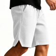 thumbnail image 1 of TKKCS Mens Waffle Knit Casual Shorts- Breathable Summer Daily Wear Split Hem Loose Fit Elastic Wasit Drawstring Lounge Shorts White Size 2XL, 1 of 7