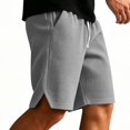 thumbnail image 1 of TKKCS Mens Waffle Knit Casual Shorts- Loose Fit Summer Daily Wear Elastic Wasit Drawstring Split Hem Breathable Lounge Shorts Gray Size 2XL, 1 of 7
