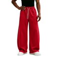 thumbnail image 1 of TKKCS Mens Wide Leg Sweatpants Baggy Drawstring Elastic Waist Lounge Casual Open Bottom Sweat Pants with Pockets Red M, 1 of 3