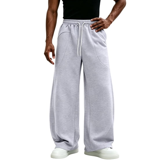TKKCS Mens Wide Leg Sweatpants Drawstring Elastic Waist Baggy Open Bottom Lounge Casual Sweat Pants with Pockets Gray XL