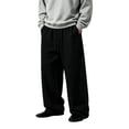 thumbnail image 1 of TKKCS Mens Wide Leg Sweatpants- Elastic Drawstring Waist Soft Knit Loose Fit Casual Lounge Straight Pants with Pockets Black Size 2XL, 1 of 6