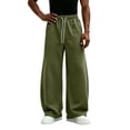 thumbnail image 1 of TKKCS Mens Wide Leg Sweatpants Lounge Casual Open Bottom Baggy Drawstring Elastic Waist Sweat Pants with Pockets Army Green S, 1 of 6