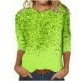 thumbnail image 1 of TKLPEHG 3/4 Sleeve Tops for Women Crew Neck Tunic Tops Lightweight 3/4 Sleeve Classic Glitter Print Fashion Loose Casual Comfy Blouse (Green,M), 1 of 5
