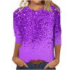 thumbnail image 1 of TKLPEHG 3/4 Sleeve Tops for Women Crew Neck Tunic Tops Lightweight 3/4 Sleeve Classic Glitter Print Fashion Loose Casual Comfy Blouse (Purple,XL), 1 of 5