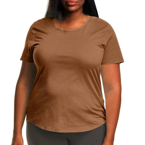TKLPEHG Crewneck Plus Size Tops Lightweight Comfy Fashion Short Sleeve T Shirts Classic Solid Color Loose Casual Blouses (Brown,XXXL)