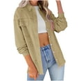thumbnail image 1 of TKLPEHG Denim Jacket for Women Casual Button Loose Denim Jackets Long Sleeve Classic Jeans Coats with Pockets (Khaki,M), 1 of 6