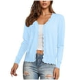 thumbnail image 1 of TKLPEHG Fall Fashion 2025 Women's Long Sleeve V-Neck Button Down Cardigan Knit Shrugs Sweater (Light Blue,M), 1 of 7