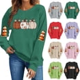 thumbnail image 1 of TKLPEHG Fall Pumpkin Sweatshirt for Women Plaid Pumpkin Graphic Pullover Vintage Halloween Thanksgiving Casual Long Sleeve Tops (Red,XL), 1 of 6