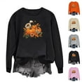 thumbnail image 1 of TKLPEHG Fall Pumpkin Sweatshirt for Women Thanksgiving Graphic Sweatshirts Long Sleeve Tops Fashion Crew Neck Loose Pullover (Black,L), 1 of 4