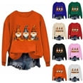 thumbnail image 1 of TKLPEHG Fall Thanksgiving Sweatshirt for Women Gnomes Pumpkin Print Graphic Sweatshirts Long Sleeve Crewneck Loose Tops (Army Green,L), 1 of 3
