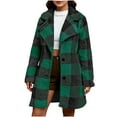 thumbnail image 1 of TKLPEHG Fleece Jacket Women Plaid Flannel Button Up Shacket Jacket Long Sleeve Outerwear Comfy Warm Winter Coats Loose Fit (Green,S), 1 of 9