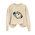 thumbnail image 1 of TKLPEHG Football Sweatshirts for Women Game Day Football Season Graphic Sweatshirt Long Sleeve Shirt Casual Crewneck Fall Pullover (Khaki,XXL), 1 of 4