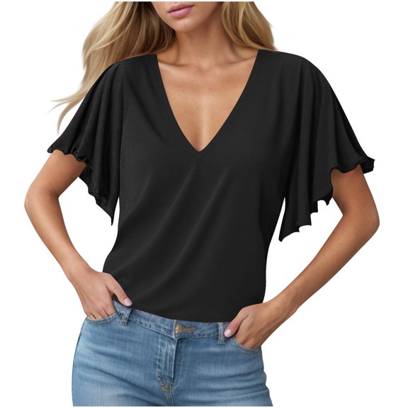 TKLPEHG Going Out Tops for Women Lapel Cotton Line Button Shirt Solid Color Lightweight Fashion Loose Comfy Shirts Casual Short Sleeve T Shirts Summer Outfits (Gray,L)
