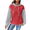 thumbnail image 1 of TKLPEHG Hoodie for Women Pullover with Pockets Fall Fashion Sweatshirt Casual Color Block Hoodie Long Sleeve Hooded Drawstring Pullover (Red,M), 1 of 6