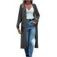 thumbnail image 1 of TKLPEHG Long Cardigan Sweaters for Women Fall Fashion Open Front Long Sleeve Oversized Casual Coat with Pockets (Dark Gray,S), 1 of 7