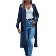 thumbnail image 1 of TKLPEHG Long Cardigan Sweaters for Women Fall Fashion Open Front Long Sleeve Oversized Casual Coat with Pockets (Navy,L), 1 of 7