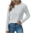 thumbnail image 1 of TKLPEHG Long Sleeve Eyelet Shirts for Women Ladies Fall Tops Casual Crew Neck Basic Shirts Loose Fit Comfy Tops (White,S), 1 of 4