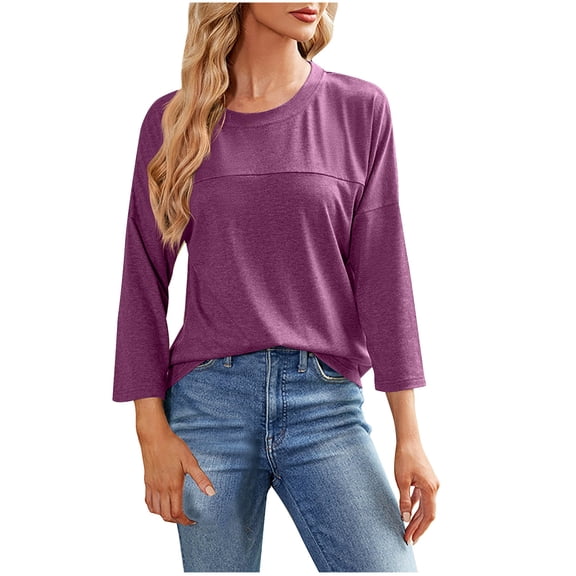 TKLPEHG Long Sleeve Shirts for Women Crew Neck Basic Tunic Tops Fashion Comfy Fall Tops Loose Solid Color Casual Lightweight Blouses Pullover (Wine,S)
