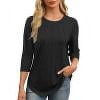 TKLPEHG Long Sleeve Tops for Women Crew Neck Pullover Tops Classic Solid Color Lightweight Fashion Casual Loose Blouse (Black,XL)
