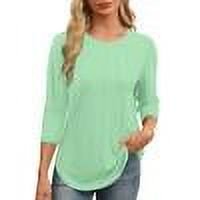 TKLPEHG Long Sleeve Tops for Women Crew Neck Pullover Tops Classic Solid Color Lightweight Fashion Casual Loose Blouse (Green,L)